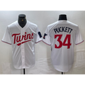 Minnesota Twins #34 Kirby Puckett White Red Fedasgoge Stitched Cool Base Jersey