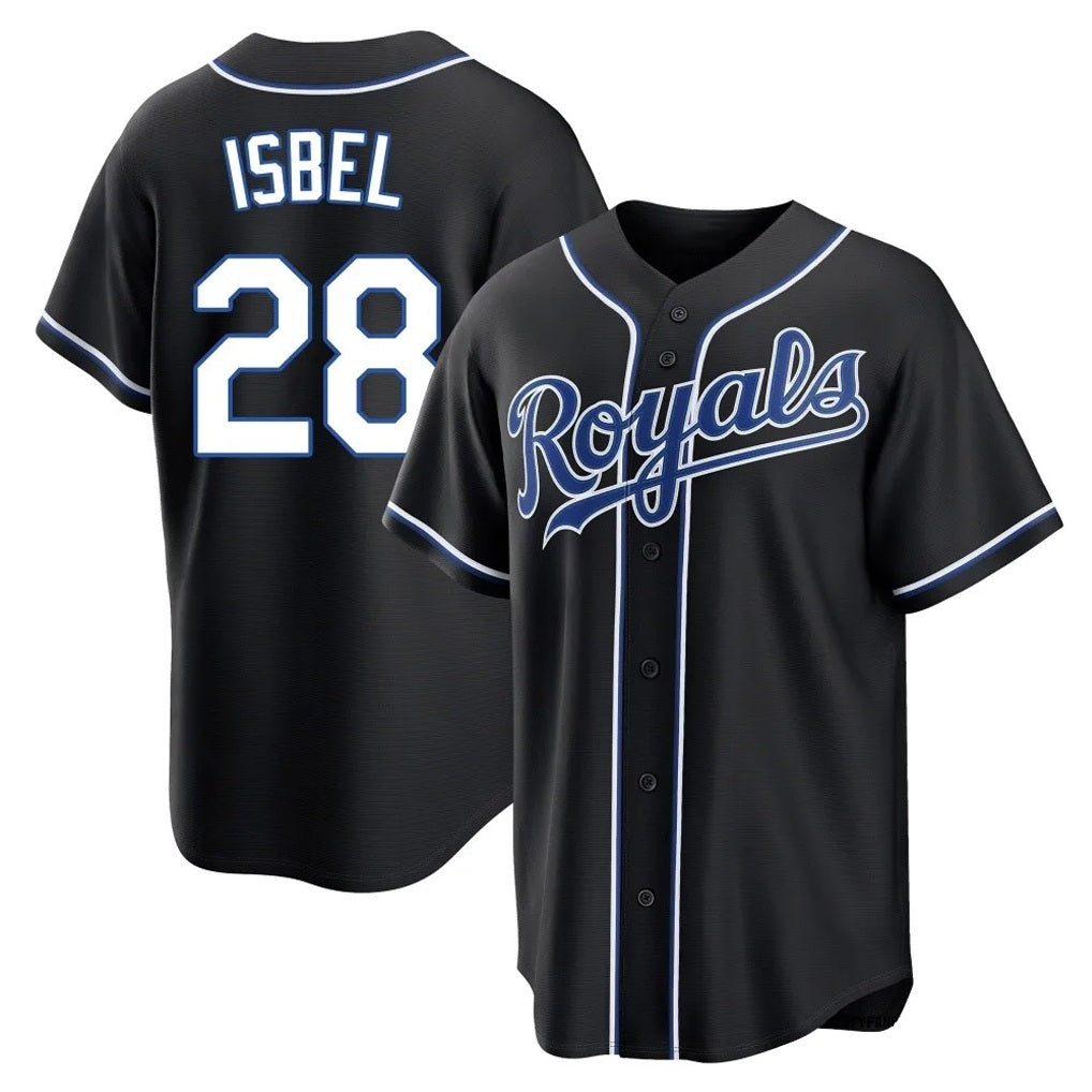 Kansas City Royals #28 Kyle Isbel Player Black Fedasgoge Carbon Fashion Home Game Stitched Jerseys