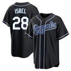 Kansas City Royals #28 Kyle Isbel Player Black Fedasgoge Carbon Fashion Home Game Stitched Jerseys
