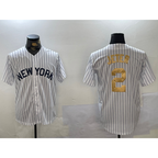 New York Yankees #2 Derek Jeter White Fedasgoge Pinstripe Fashion Cool Base Jersey 2