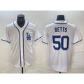 Los Angeles Dodgers #50 Mookie Betts White Fedasgoge Cool Base Stitched Jersey