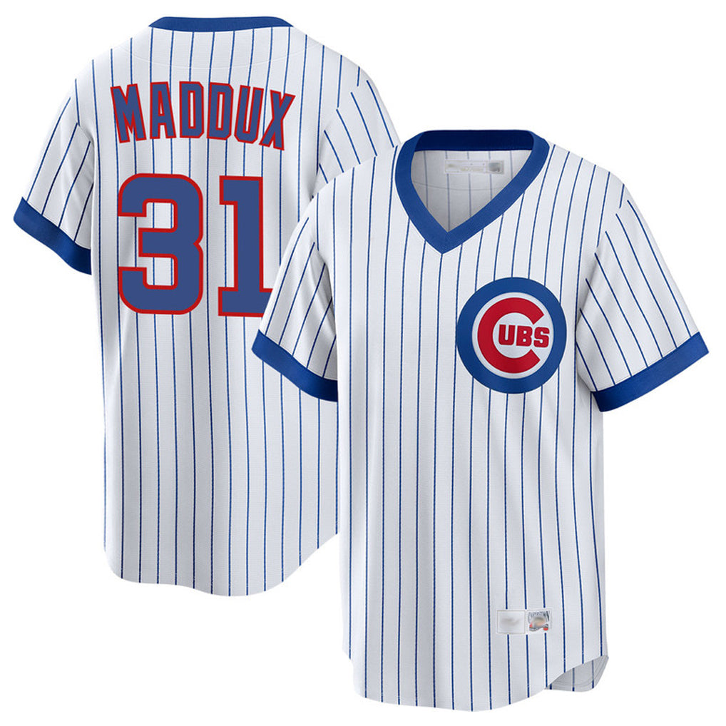 Chicago Cubs #31 Greg Maddux Player White Fedasgoge T-shirt Cooperstown Collection Limited Stitched Jerseys