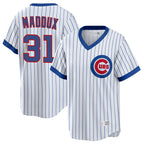 Chicago Cubs #31 Greg Maddux Player White Fedasgoge T-shirt Cooperstown Collection Limited Stitched Jerseys
