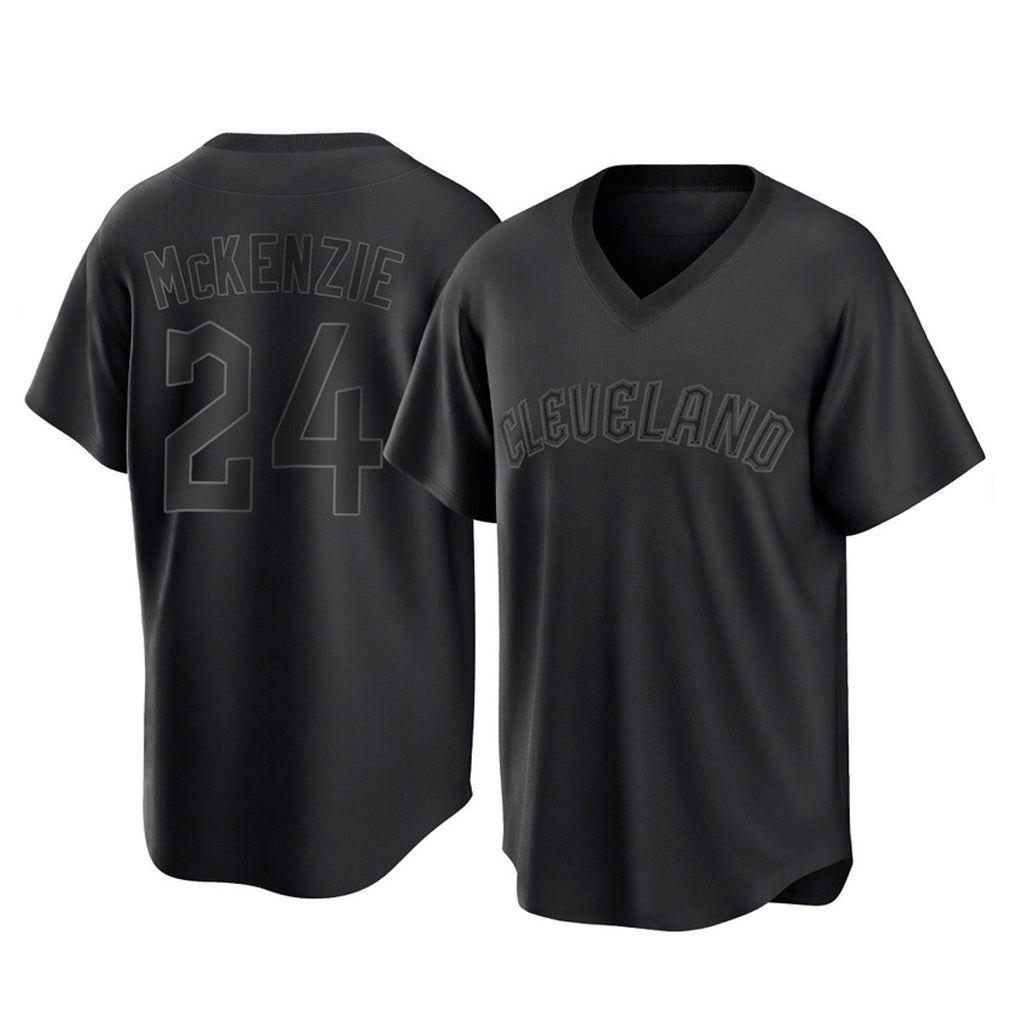 Cleveland Guardians #24 Triston McKenzie Player Black Fedasgoge T-shirt Home Game Stitched Jerseys