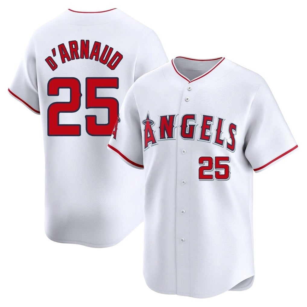Los Angeles Angels #25 Travis d'Arnaud Player White Fedasgoge Limited Home Stitched Jerseys