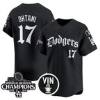 Los Angeles Dodgers #17 Shohei Ohtani Black Fedasgoge Mexico 2025 LA Gothic Style With Vin And 2024 World Series Champions Patch Vapor Premier Limited Stitched Jersey