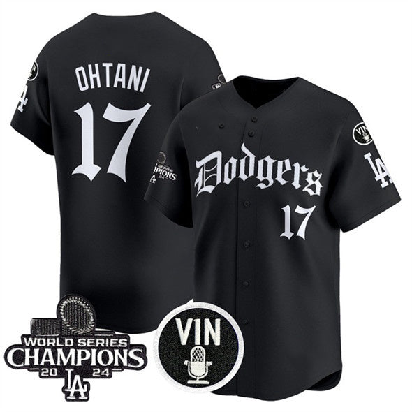 Los Angeles Dodgers #17 Shohei Ohtani Black Fedasgoge Mexico 2025 LA Gothic Style With Vin And 2024 World Series Champions Patch Vapor Premier Limited Stitched Jersey