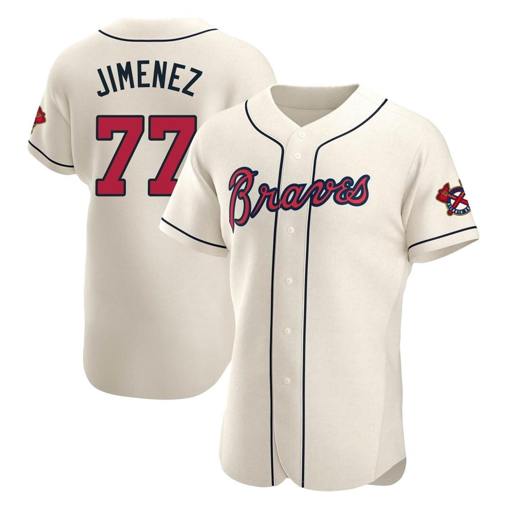 Atlanta Braves #77 Joe Jimenez Player Cream Fedasgoge Limited Elite Home Game Stitched Jerseys