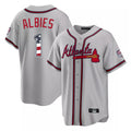 Atlanta Braves #1 Ozzie Albies Player Gray Fedasgoge USA 250 Fourth Of July Limited Home Game Stitched Jerseys