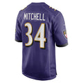 B.Ravens #34 Keaton Mitchell Purple Fedasgoge Game Jersey