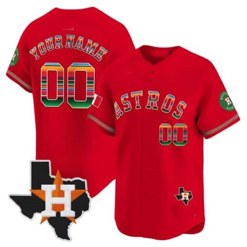Custom Houston Astros Mexico Texas Patch Vapor Premier Limited Jersey ¨CRed Fedasgoge