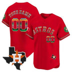 Custom Houston Astros Mexico Texas Patch Vapor Premier Limited Jersey ¨CRed Fedasgoge