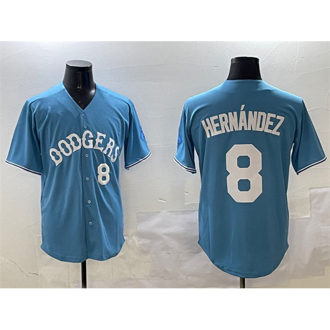 Los Angeles Dodgers #8 Enrique Hernandez Light Blue Fedasgoge Limited Stitched Jersey