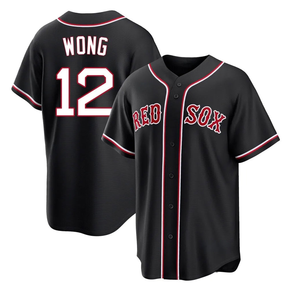 Boston Red Sox #12 Connor Wong Player Black Fedasgoge Out Home Game Stitched Jerseys