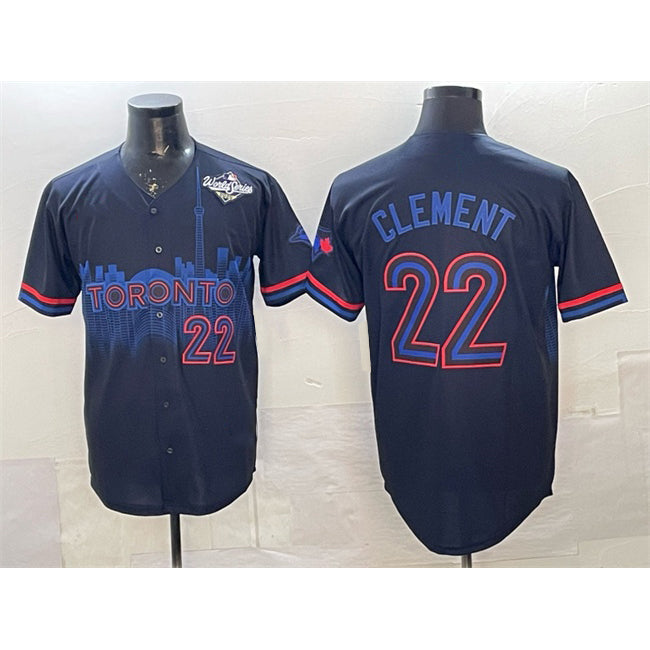 Toronto Blue Jays #22 Ernie Clement Navy Fedasgoge 2025 World Series City Connect Limited Stitched Jersey