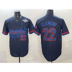 Toronto Blue Jays #22 Ernie Clement Navy Fedasgoge 2025 World Series City Connect Limited Stitched Jersey