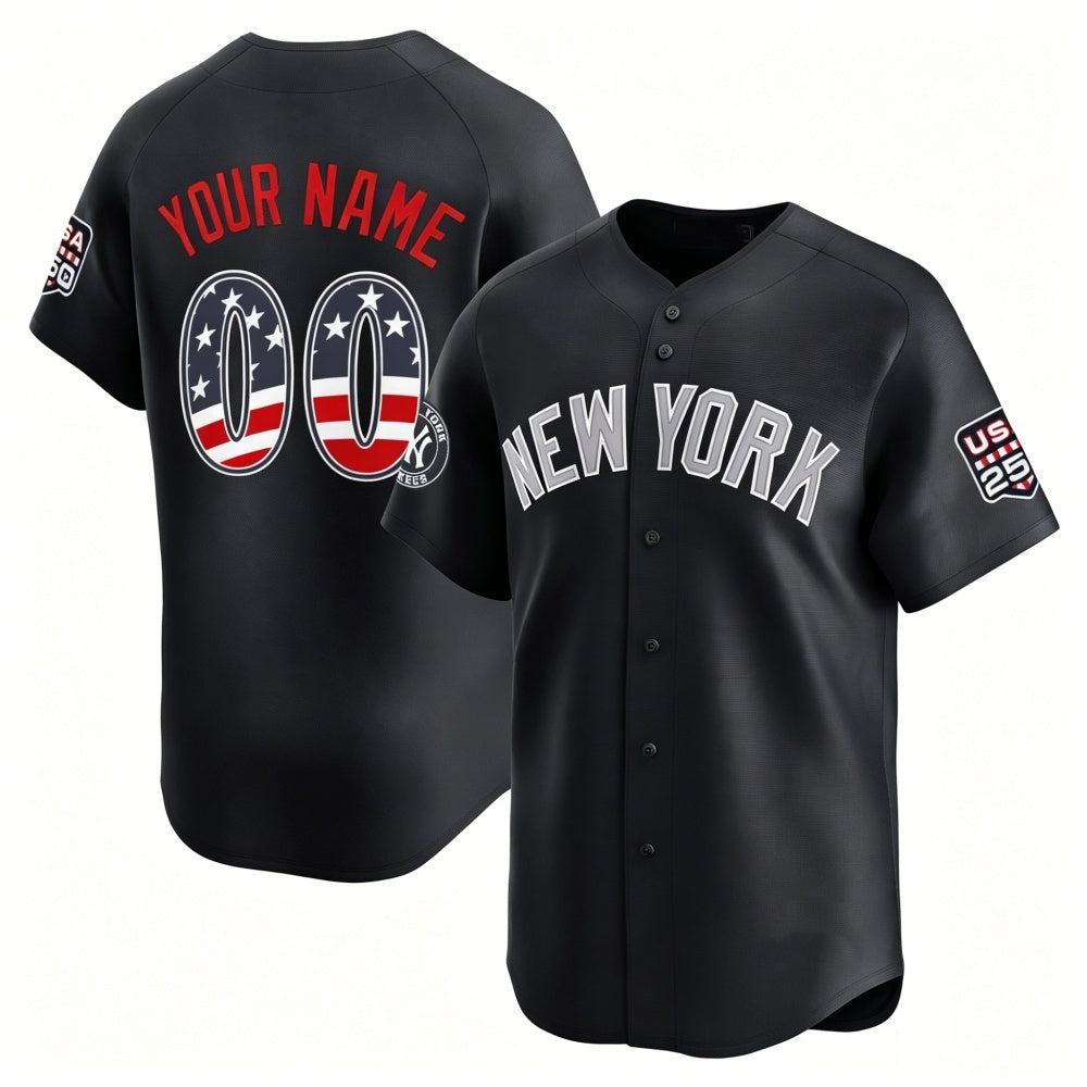 Custom New York Yankees Navy Fedasgoge USA 250 Fourth of July Limited Stitched Jersey