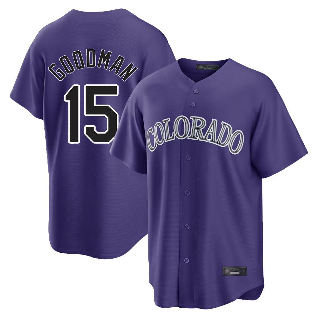 Colorado Rockies #15 Hunter Goodman Player Purple Fedasgoge Game Home Stitched Jerseys