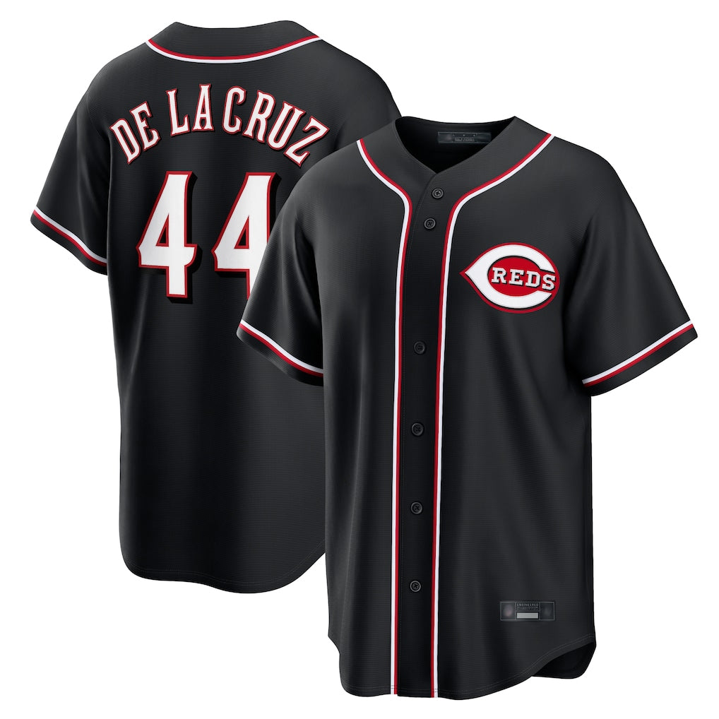 Cincinnati Reds #44 Elly De La Cruz Player Black Fedasgoge Fashion Out Home Game Stitched Jerseys