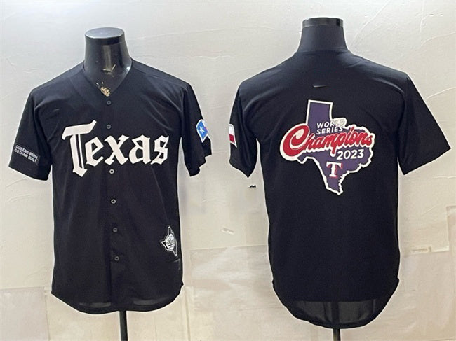 Texas Rangers Team Big Logo Black Fedasgoge Gothic Mexico 2025 Vapor Premier Limited Stitched Jersey
