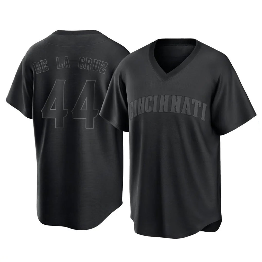 Cincinnati Reds #44 Elly De La Cruz Player Black Fedasgoge T-shirt Game Home Stitched Jerseys