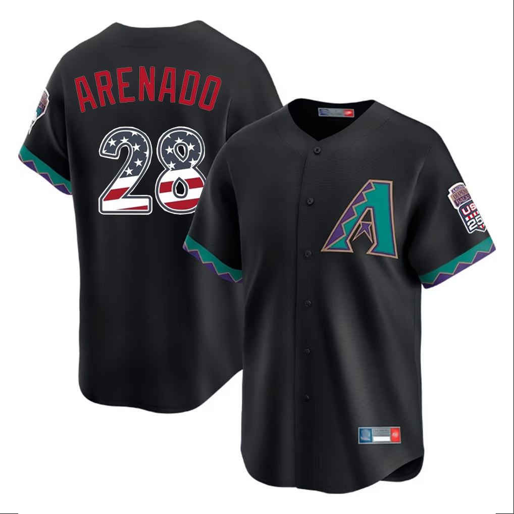 Arizona Diamondbacks #28 Nolan Arenado Player Black Fedasgoge USA 250 Fourth of July Home Game Stitched Jerseys