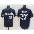 Los Angeles Angels #27 Mike Trout Black Fedasgoge 'Gothic Halo Edition' Vapor Limited Stitched Jersey