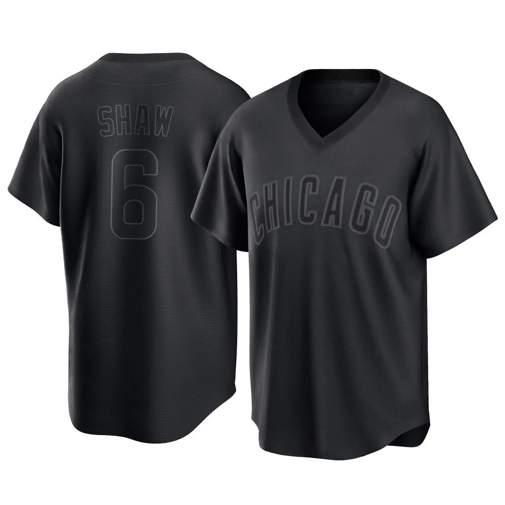 Chicago Cubs #6 Matt Shaw Player Black Fedasgoge T-shirt Home Game Stitched Jerseys