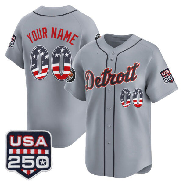 Custom Detroit Tigers Gray Fedasgoge USA 250 Fourth of July Vapor Premier Limited Jersey ¨C All Stitched