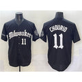 Milwaukee Brewers #11 Jackson Chourio Black Fedasgoge 'Gothic 414 Shadows Edition' Vapor Premier Limited Stitched Jersey
