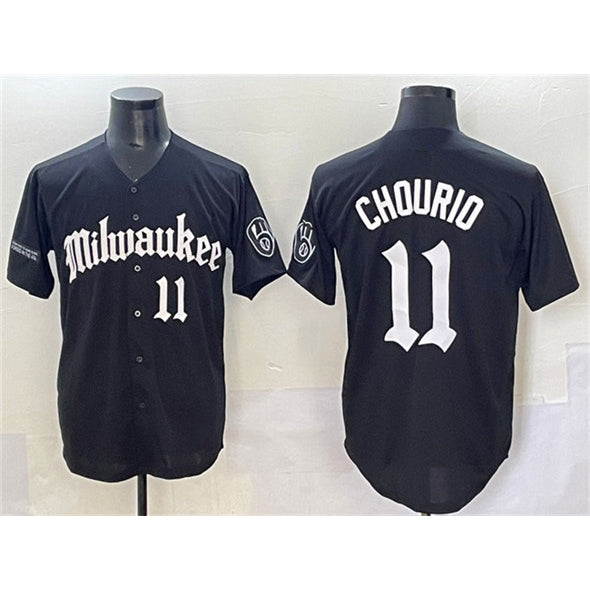 Milwaukee Brewers #11 Jackson Chourio Black Fedasgoge 'Gothic 414 Shadows Edition' Vapor Premier Limited Stitched Jersey