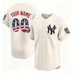 Custom New York Yankees Cream Fedasgoge USA 250 Fourth of July Limited Stitched Jersey
