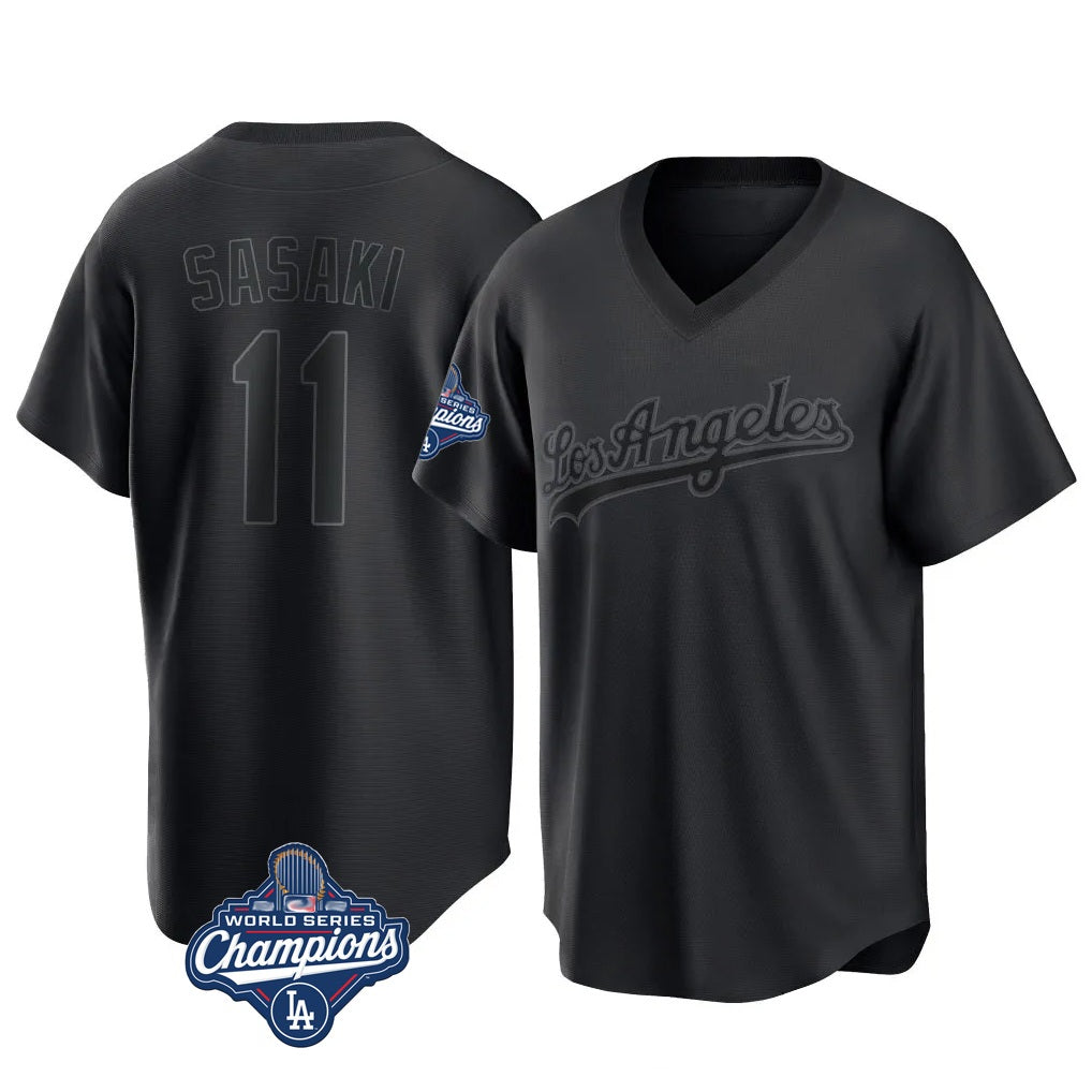 Los Angeles Dodgers #11 Roki Sasaki Player Black Fedasgoge World Series Meet Pitch Fashion T-shirt Stitched Jerseys