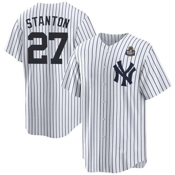 New York Yankees #27 Giancarlo Stanton White Fedasgoge 2024 World Series With Name Cool Base Stitched Jersey