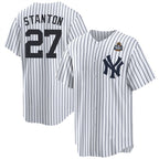 New York Yankees #27 Giancarlo Stanton White Fedasgoge 2024 World Series With Name Cool Base Stitched Jersey