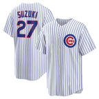 Chicago Cubs #27 Seiya Suzuki White Fedasgoge Home Replica Jersey