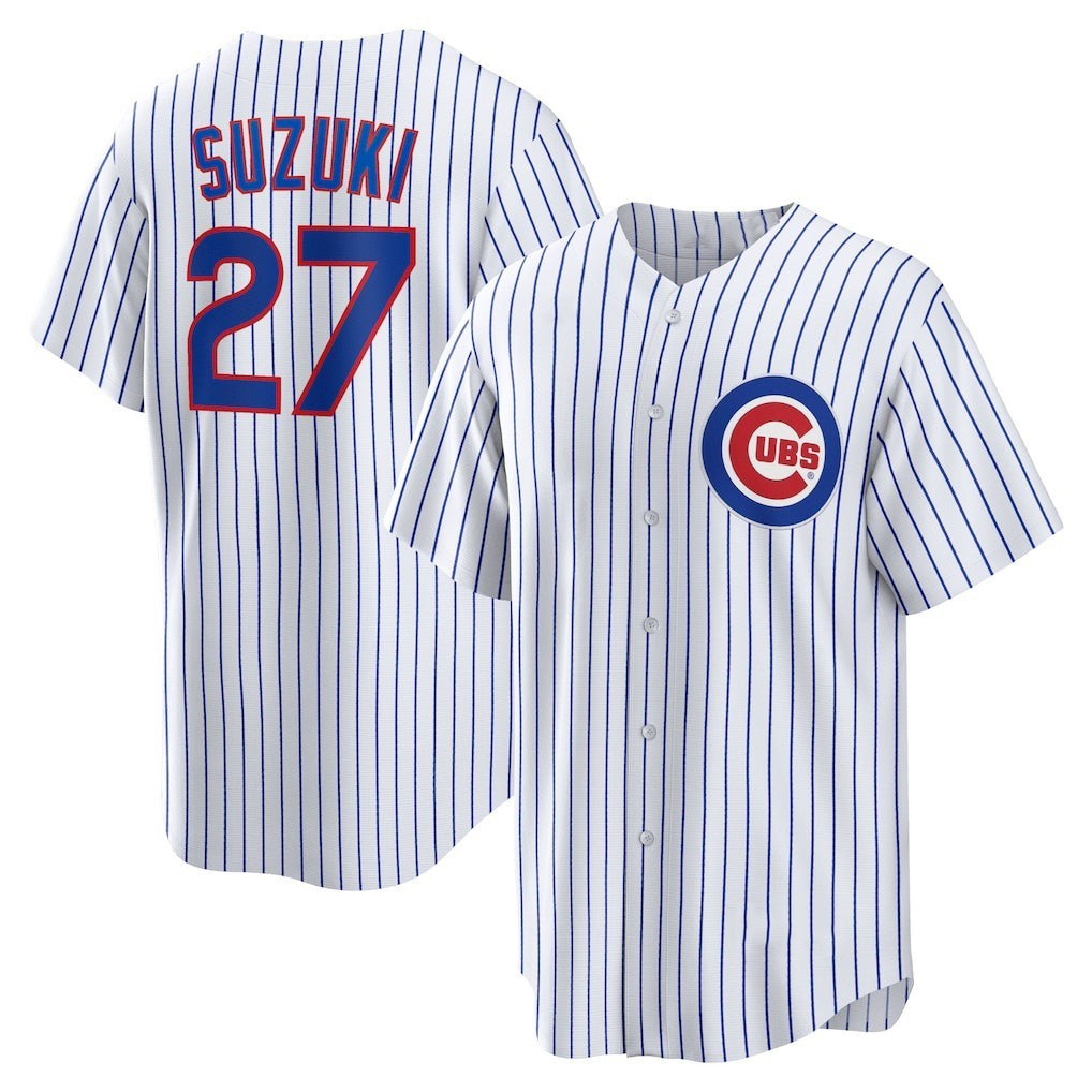 Chicago Cubs #27 Seiya Suzuki White Fedasgoge Home Replica Jersey