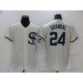 Chicago White Sox #24 Yasmani Grandal 2021 Cream Fedasgoge Navy Field of Dreams Name Flex Base Stitched Jersey
