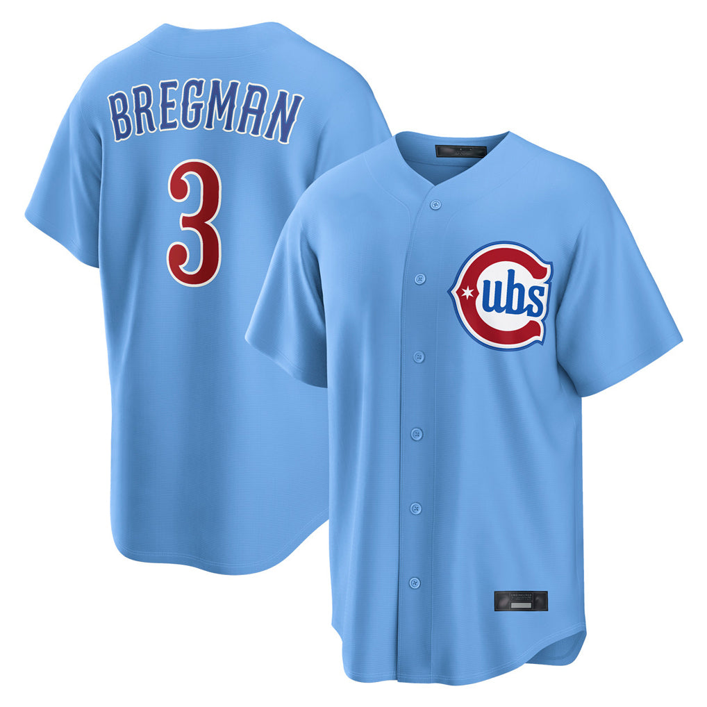 Chicago Cubs #3 Alex Bregman Player Light Blue Fedasgoge Home Game Stitched Jerseys