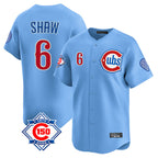 Chicago Cubs #6 Matt Shaw Player Light Blue Fedasgoge 150th Anniversary Limited Home Stitched Jerseys