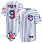 Chicago Cubs #9 Miguel Amaya Player White Fedasgoge 150th Anniversary Home Game Stitched Jerseys