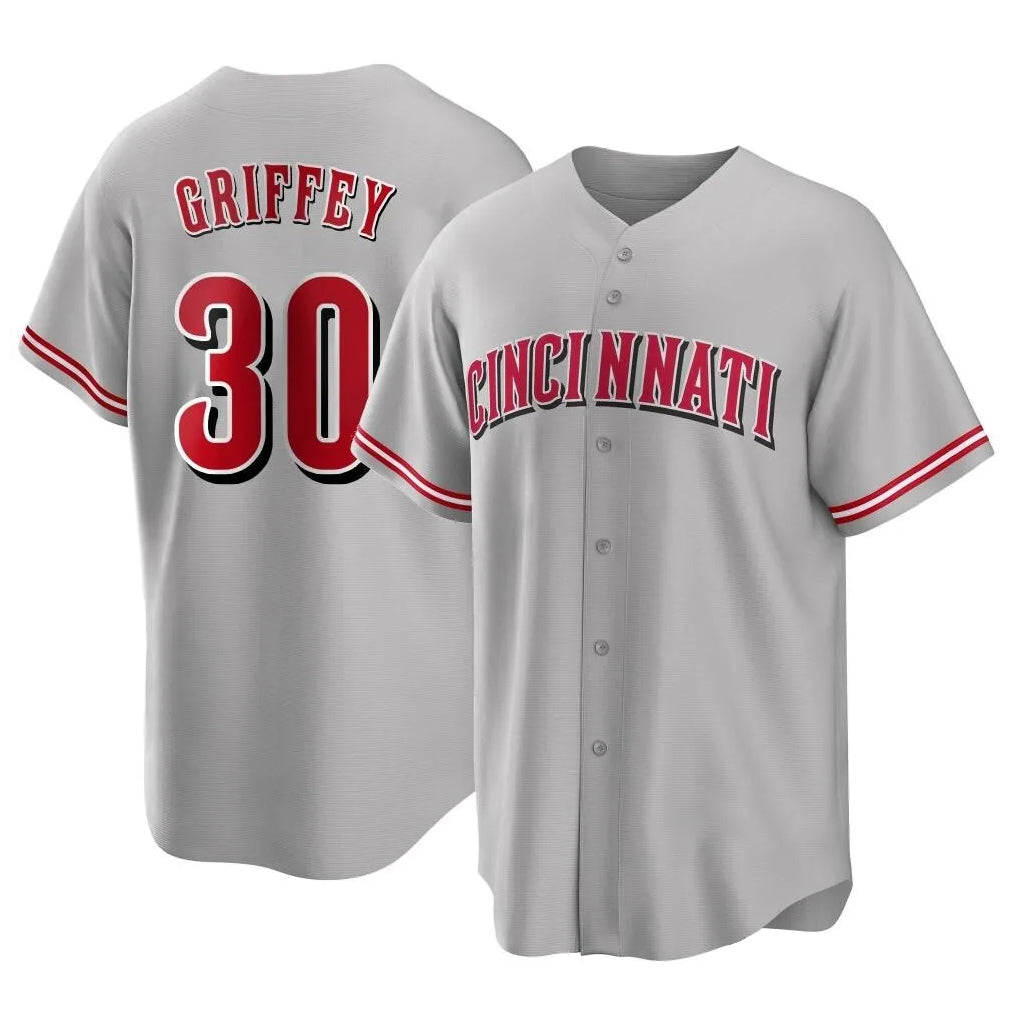 Cincinnati Reds #30 Ken Griffey Player Gray Fedasgoge Home Game Stitched Jerseys