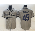 Chicago White Sox #45 Michael Jordan Grey Fedasgoge Cool Base Stitched Jersey