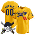 Custom Los Angeles Dodgers x One Piece Gold Fedasgoge Zoro Patch Vapor Premier Limited Jersey - Stitched