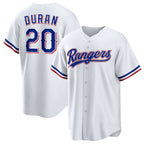 Texas Rangers #20 Ezequiel Duran White Fedasgoge Home Replica Jersey