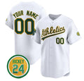 Custom Oakland Athletics Active Player White Fedasgoge Rickey Henderson Patch Vapor Premier Limited Stitched Jersey