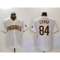 San Diego Padres #84 Dylan Cease White Fedasgoge Team Logo With PS Patch Stitched Cool Base Jersey