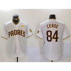 San Diego Padres #84 Dylan Cease White Fedasgoge Team Logo With PS Patch Stitched Cool Base Jersey