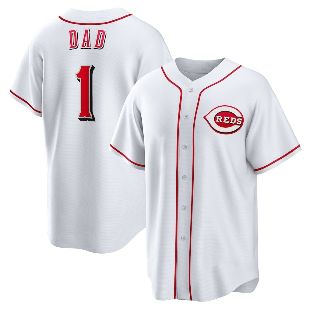 Cincinnati Reds #1 Dad White Fedasgoge Home Replica Jersey