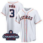 Houston Astros #3 Jeremy Pena White Fedasgoge 2022 World Series Champions Cool Base Stitched Jersey